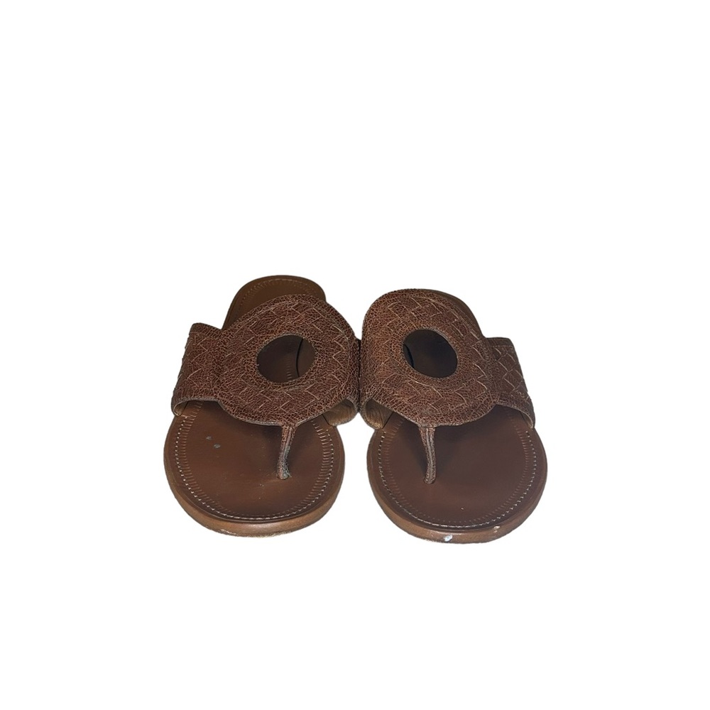 BOTTEGA VENETA BROWN O THONG LEATHER SANDALS